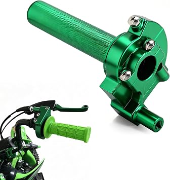 CNC Aluminum Dirt Bike Twist Throttle Tube for KLX110 KLX140 KX65 KX85 | Sturdy & Anti-Slip Throttle Handle Tube for KLX 110 110L 112 140 140L KX 65 85 100-Green