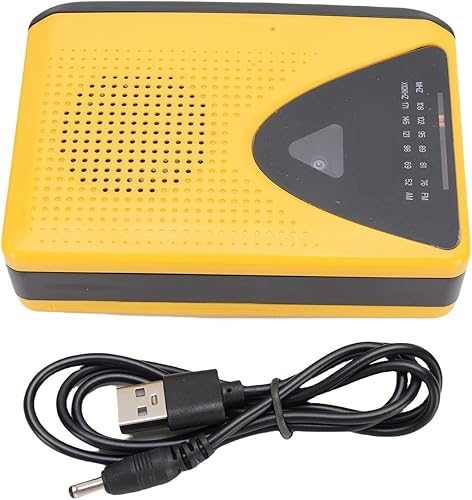Miniatura 7 de Reproductor de casete portátil con radio AM FM, reproductor de cinta retro integrado altavoz y micrófono, conector de auriculares para interiores y