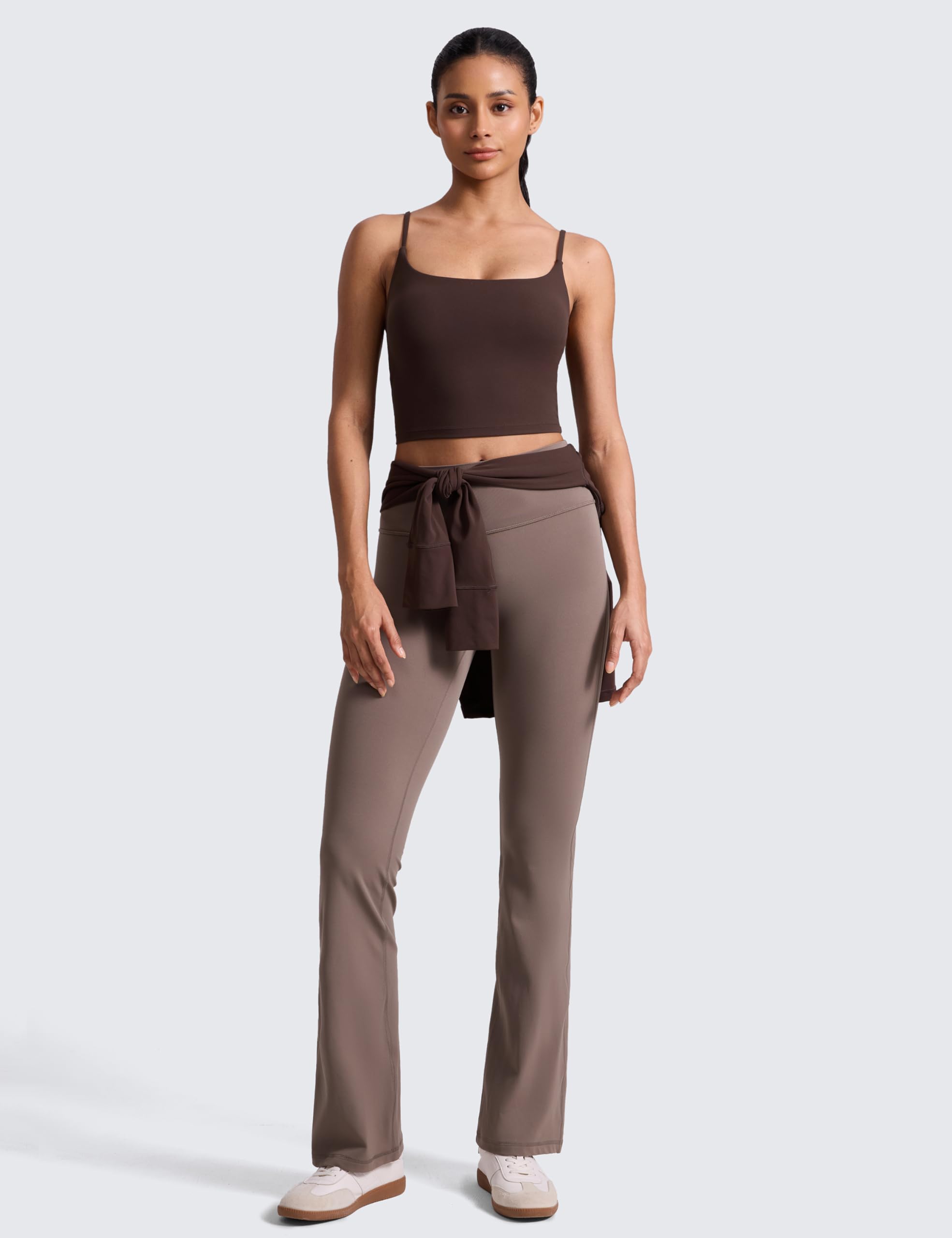 CRZ YOGA Butterlift Mujer Cuello Redondo Línea Larga Sujetador Deportivo Espalda en U Crop Top