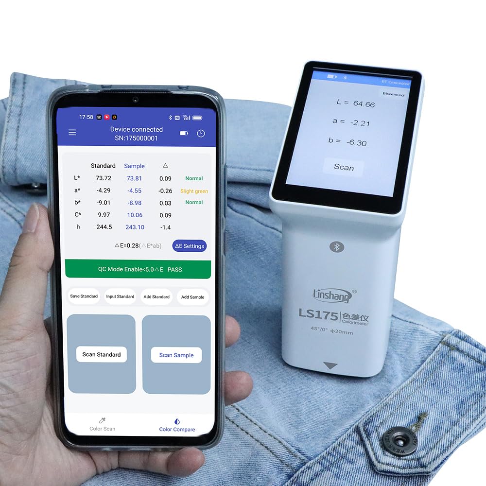 Linshang Colorimeter LS175 Fabric Color Checker Colorchecker LS175 45°/0° Touch Screen Large Measuring Aperture 20mm Food APP PC Software