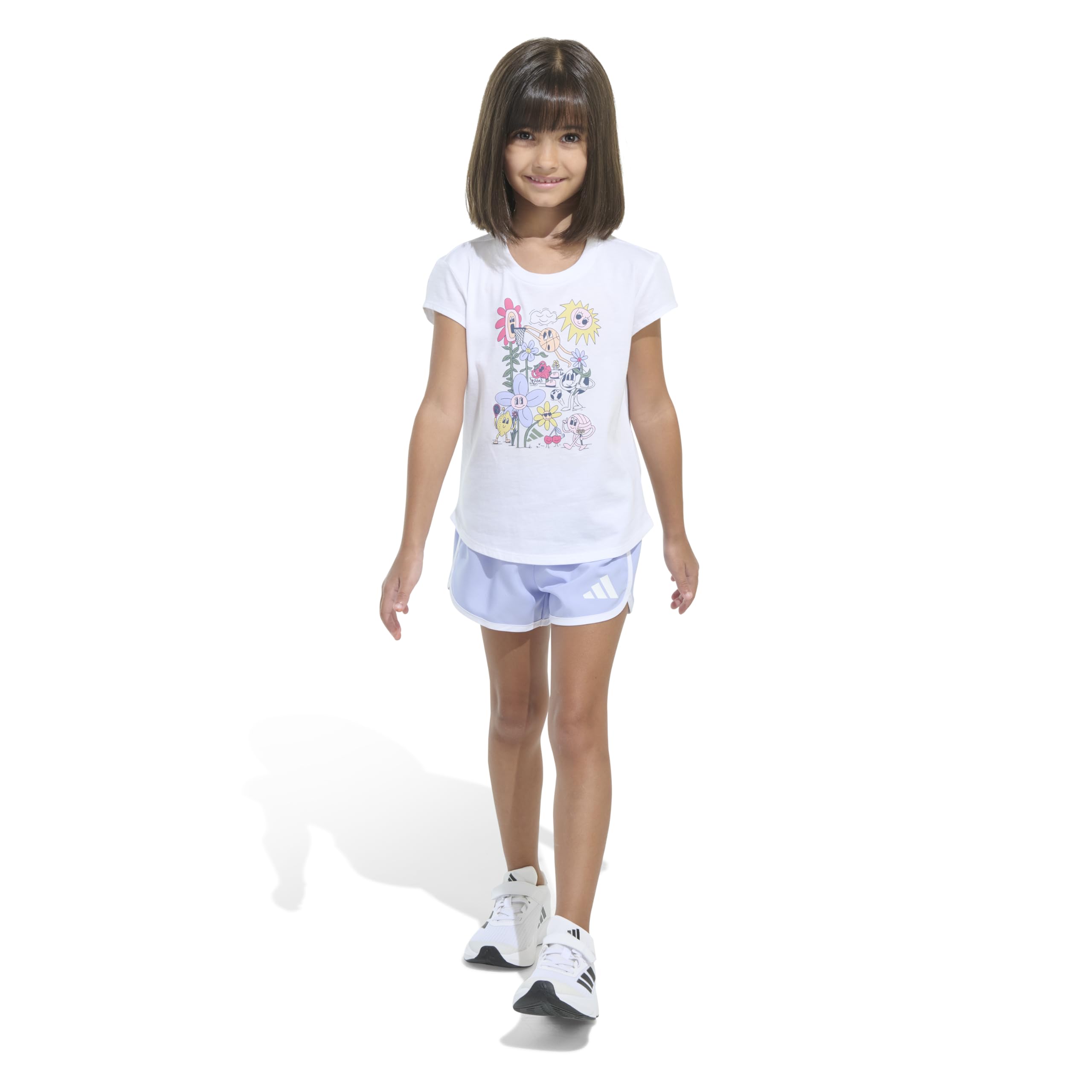 adidas cap Sleeve Tee Shirt And Woven Short Set da 2 Pezzi Composto da Maglietta e Pantaloncini (Pacco da 2) Bambine e Ragazze