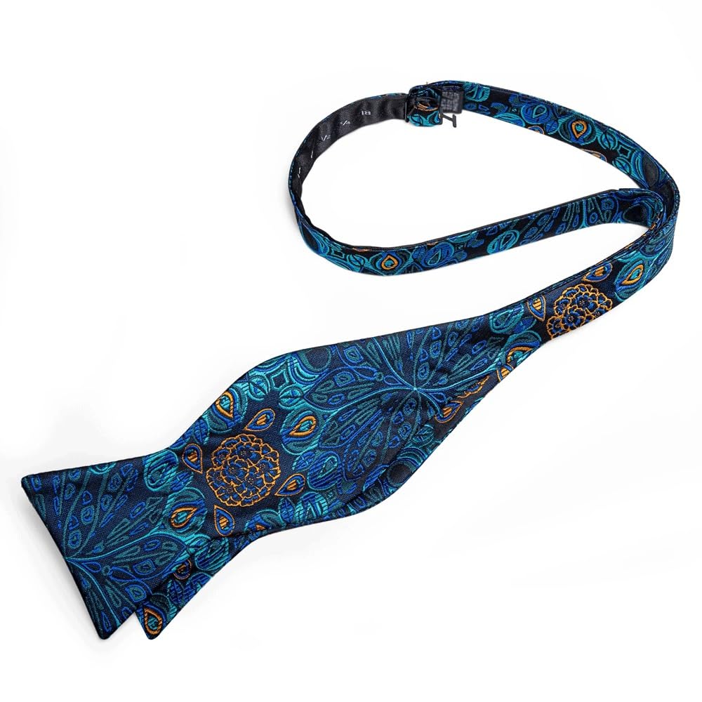 JFDBGU Business Wedding Party Bowtie Paisley Silk Bow Tie Pocket Square Brooch Pin Set Tie