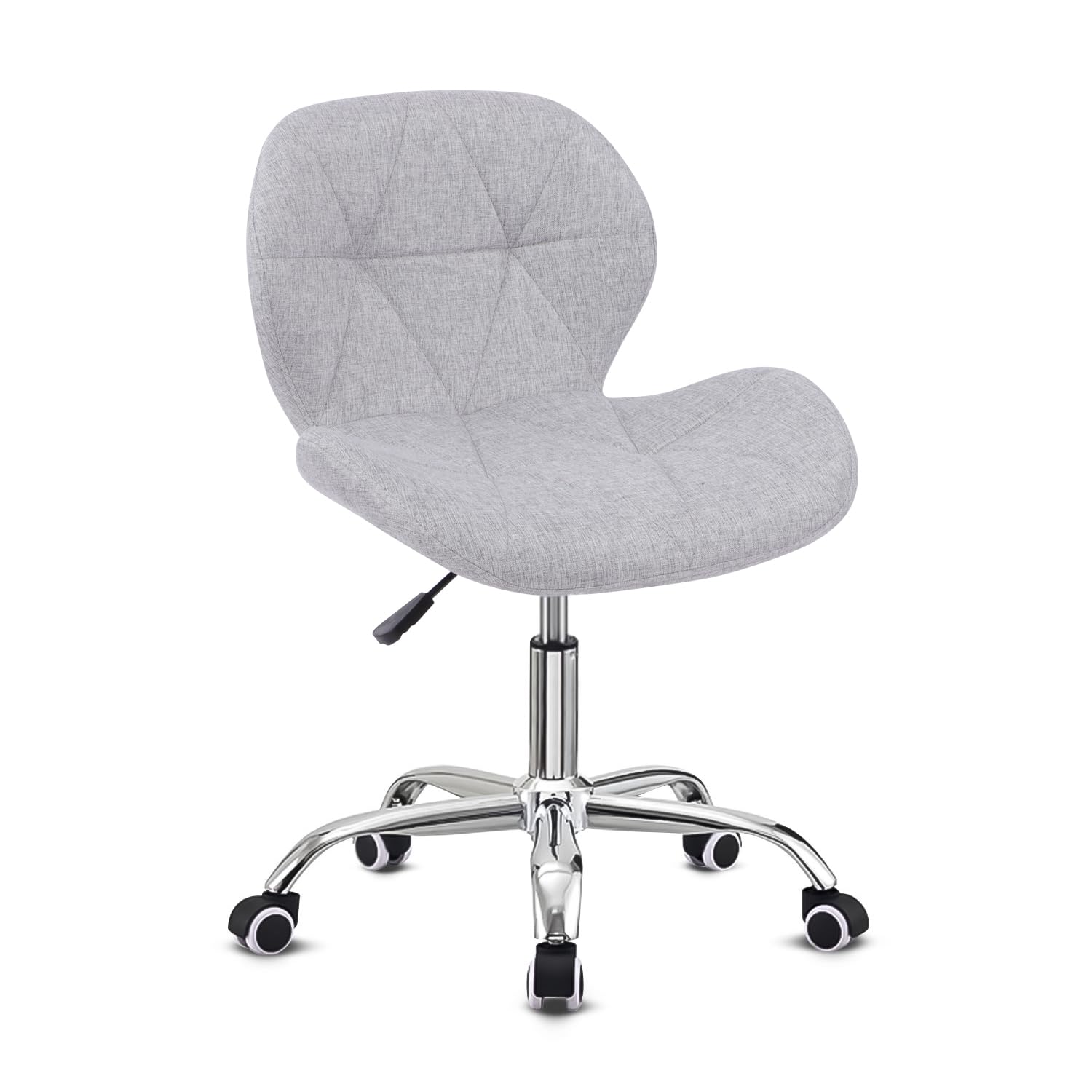 Hadwin Modern Fabric Swivel Office Chair, Height Adjustable Padded Armless Desk Chair with Wheels for Home Office, Grey