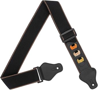 BestSounds Guitar Strap, 100% Soft Cotton Guitar Straps With 3 Pick Holders For Bass, Electric & Acoustic Guitar