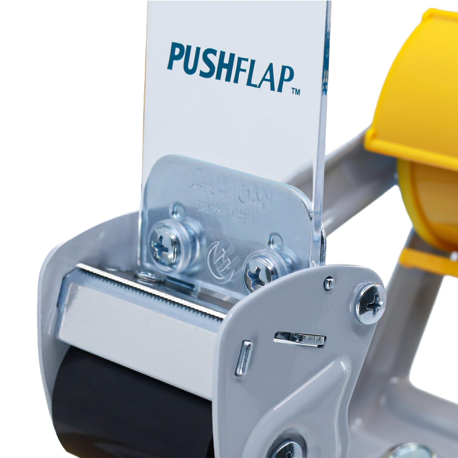 Paketbandabroller mit Sicherheitsklinge – ergonomischer Klebebandabroller aus Metall, stabiler Packbandabroller für Klebebandrollen bis 50mm
