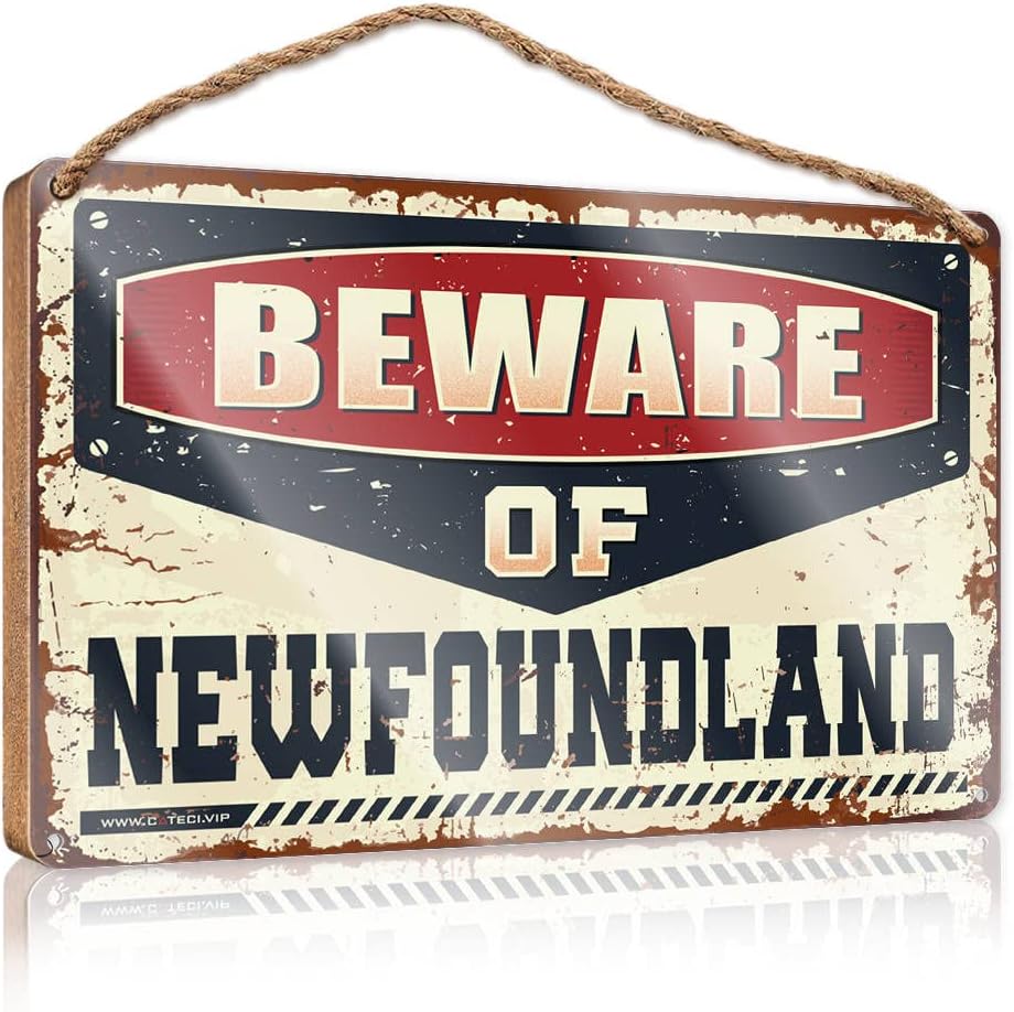 Small Wooden Signs With Sayings Beware Of Newfoundland Wooden Sign Home Signs Decor Outdoor Signs For Porch(23X35CM)