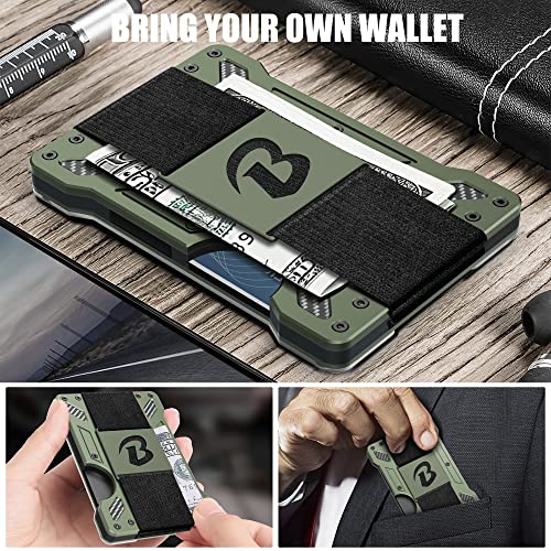 Biigell Wallet For Men - Slim Aluminum Metal Mens Wallets With 1 Clear Window Id Badge Holder, Rfid Blocking, Holds Up 15 Cards With Cash Strap. Ultra-Thin Credit Card Holder Minimalist Wallet, Green #TOP4