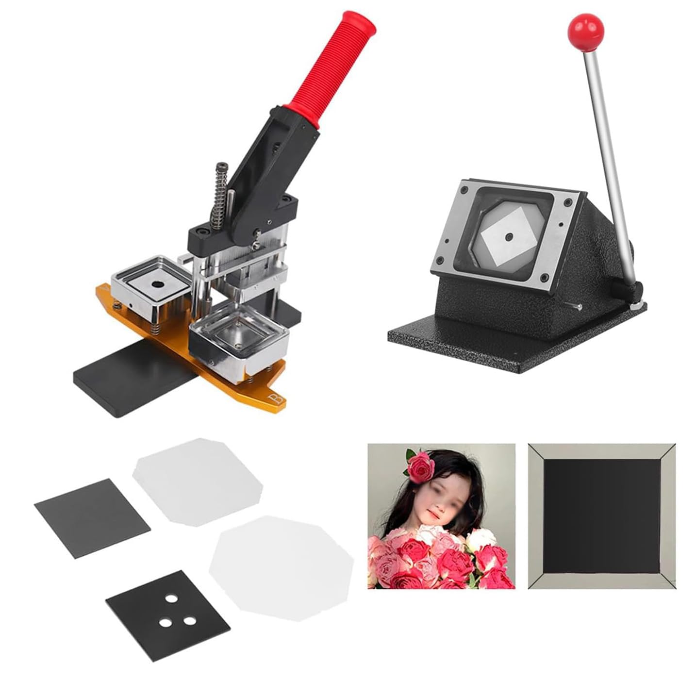 GTHTUHFD 50 * 50Mm Fridge Magnet Button Badge Making,Fridge Magnet Button Badge Making, With Paper Cutter + 100Pcs Component,Magnet Making Machine