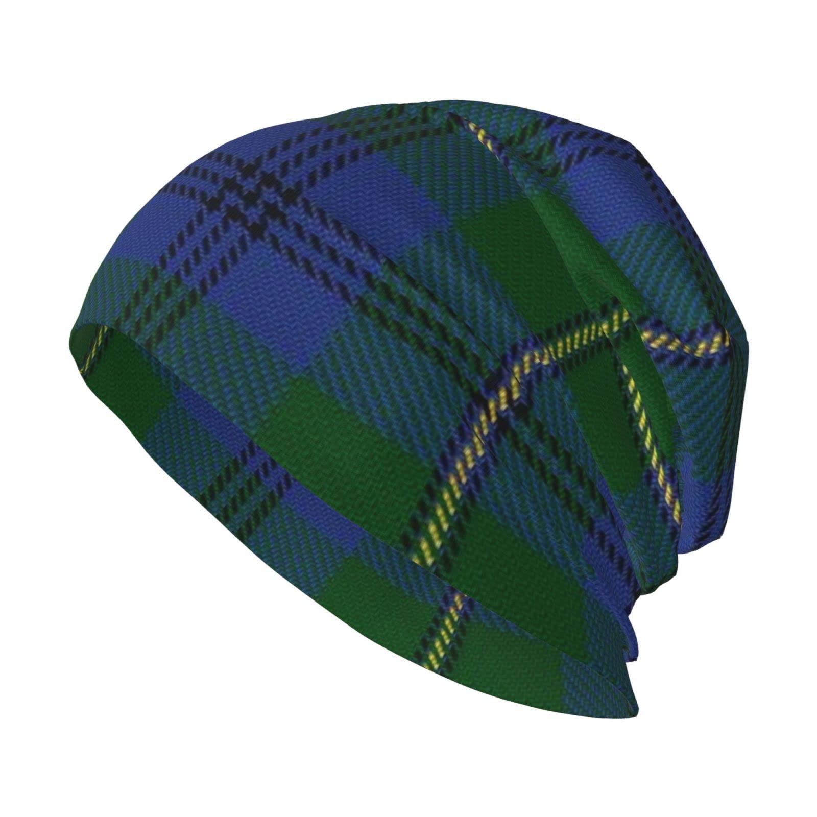 Oudrspo Unisex Classic Clan Johnstone Johnston Tartan Plaid Beanie Hat Warm Slouchy Knit Hat Headwear Gift For Adult