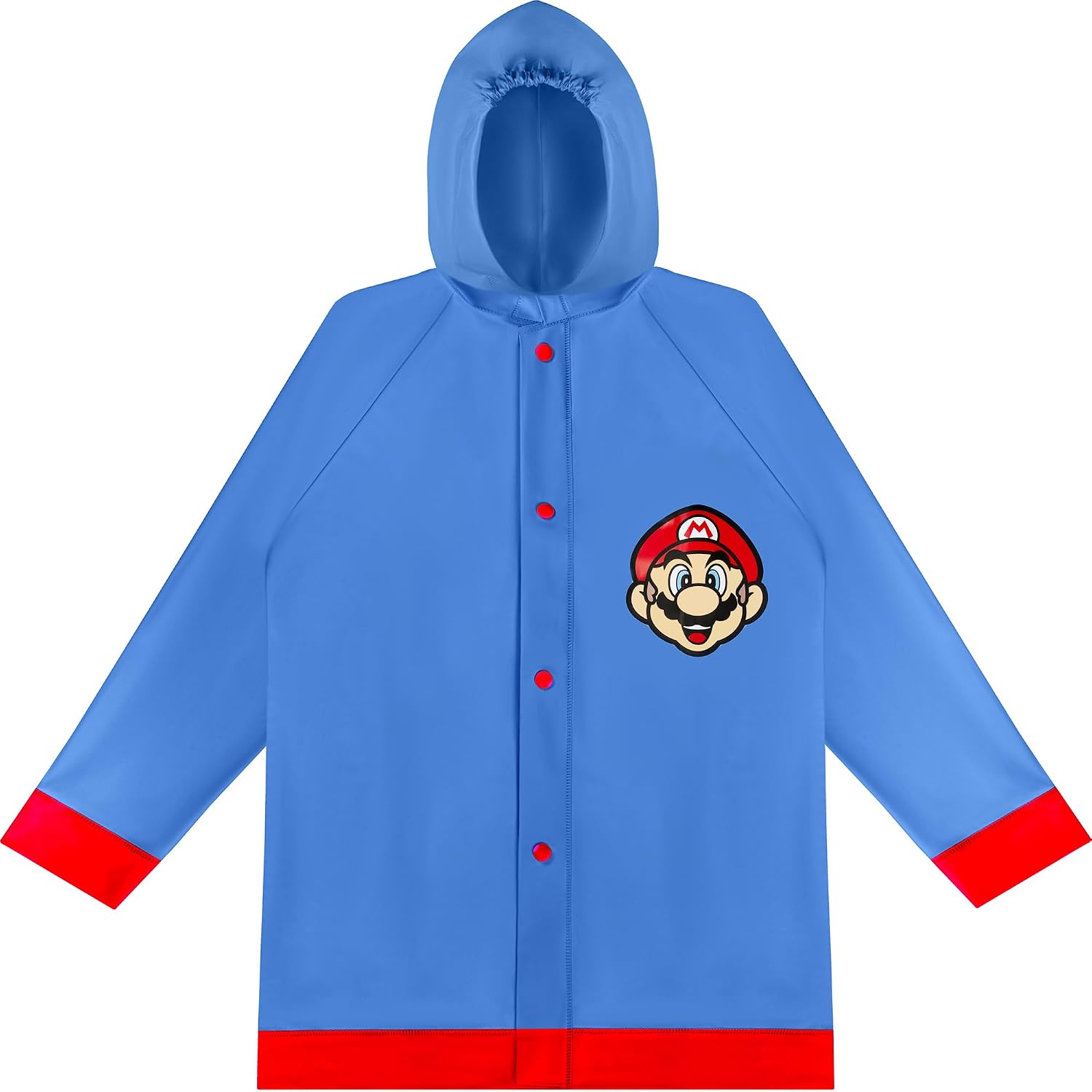 Nintendo Super Mario Toddler Boys' Blue Waterproof Hooded Rain Slicker