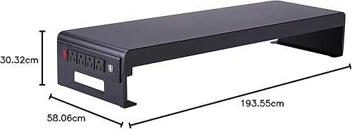 Miniatura 8 de Rocelco Soporte de monitor doble de 30 pulgadas con fuente de alimentación de CA y carga USB 2.0  Estante elevador de metal para computadora