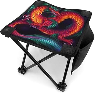COMMER Red Dragon Taburete plegable duradero portátil con bolsa de transporte, taburete de pesca para pesca, senderismo, jardinería y playa, 30,5 x 30,5 cm