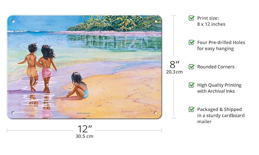 ハワイアン 子供の版画 木製フレーム付き ハワイアン 子供の版画 木製フレーム付き