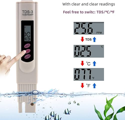 Miniatura 4 de Medidor digital TDS, probador de agua PPM, rango de medición de 0-9999 ppm, ideal para agua potable, piscina, acuarios, hidroponía (gris) (TDS)