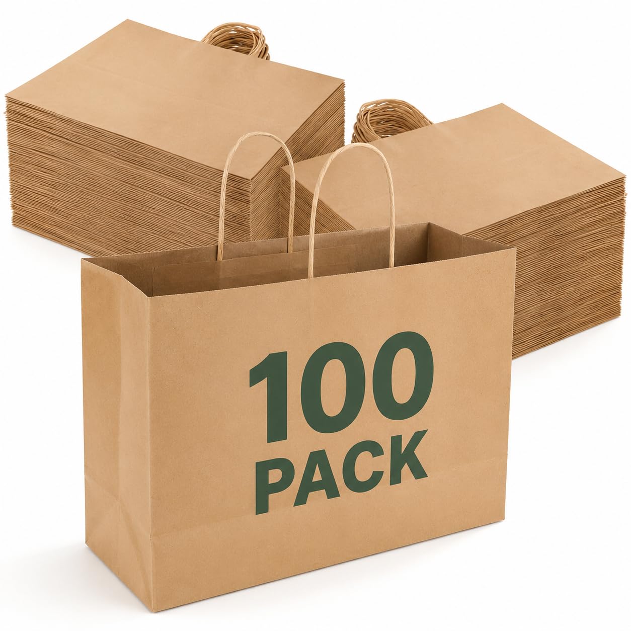 Photo 1 of GSSUSA Brown Paper Bags with Handles, Large Gift Bags 16x6x12, 100 Pack