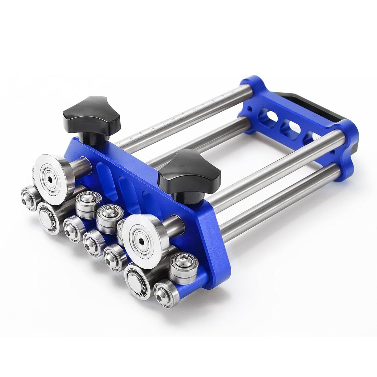 FTVOGUE Rullo Piegalamiera a 2 Stazioni, Strumento Portatile per Coperture in Metallo da 0-100 Gradi, 7 Pollici, Blu, con Manopole Regolabili e Misuratore di profondità per Pannelli con