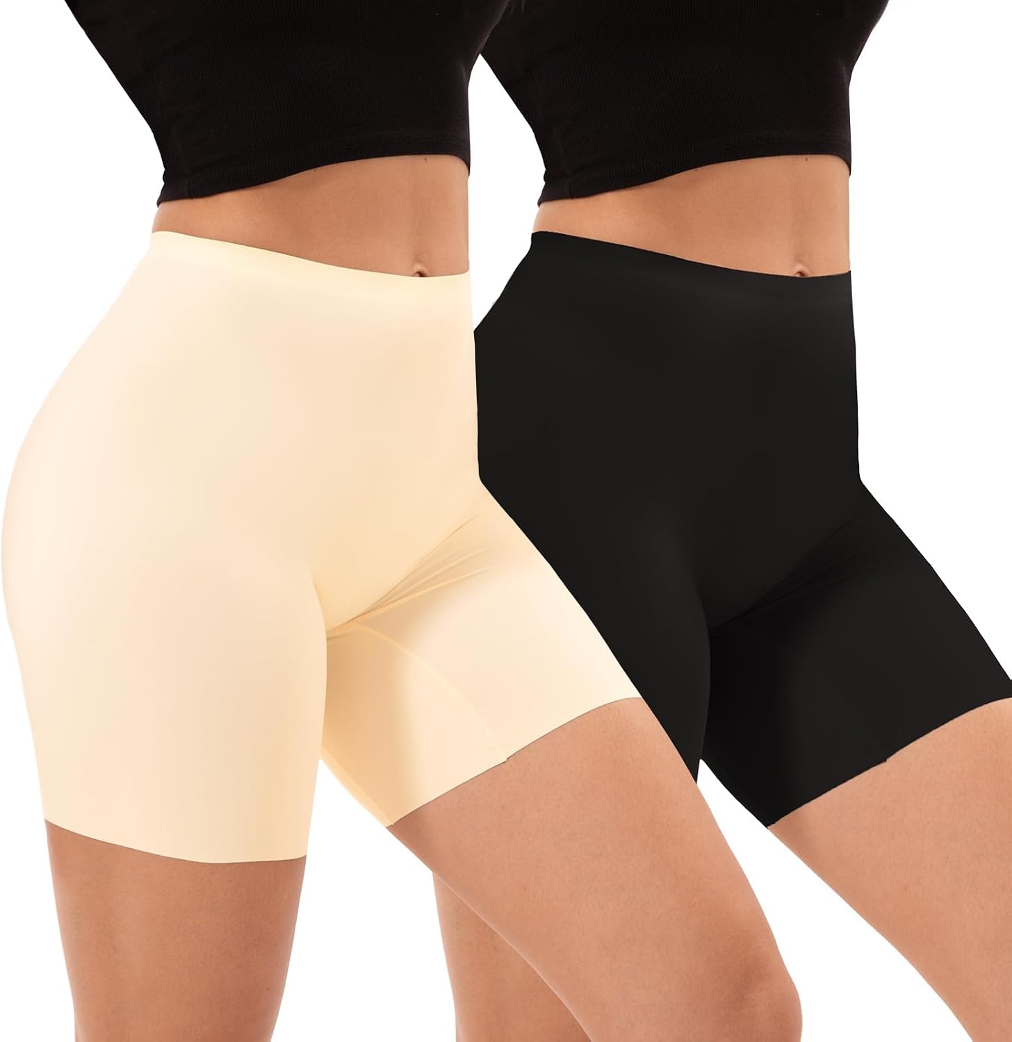 INNERSY Women's Seamless Slip Shorts for Under Dresses Anti Chafing Cooling Boy Shorts 2-Pack