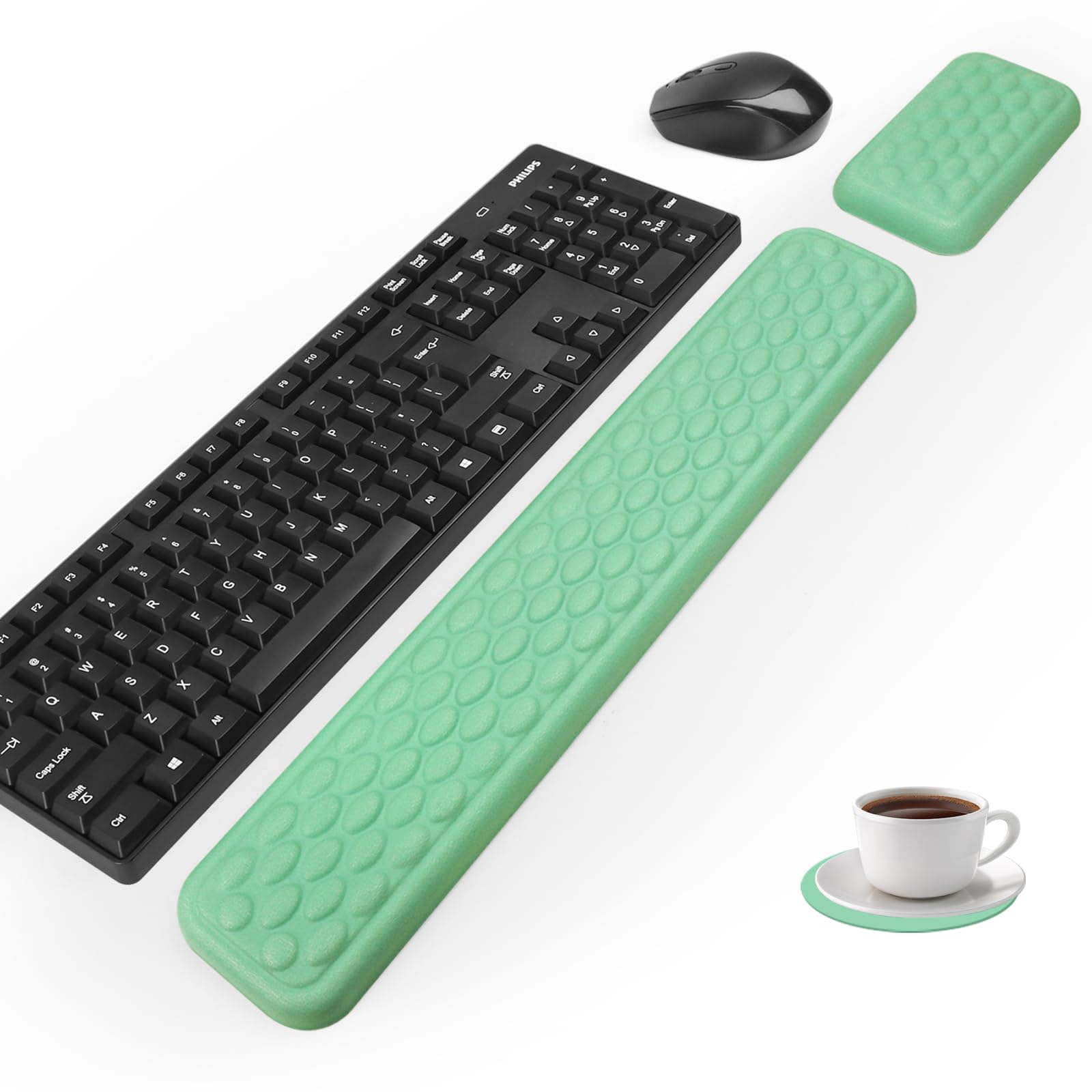 Ergonomic Wrist Rest for Keyboard and Mouse, Computer Keyboard Wrist Rest - Soft Memory Foam Wrist Rest Set, Wrist Pain Relief for Laptop Working