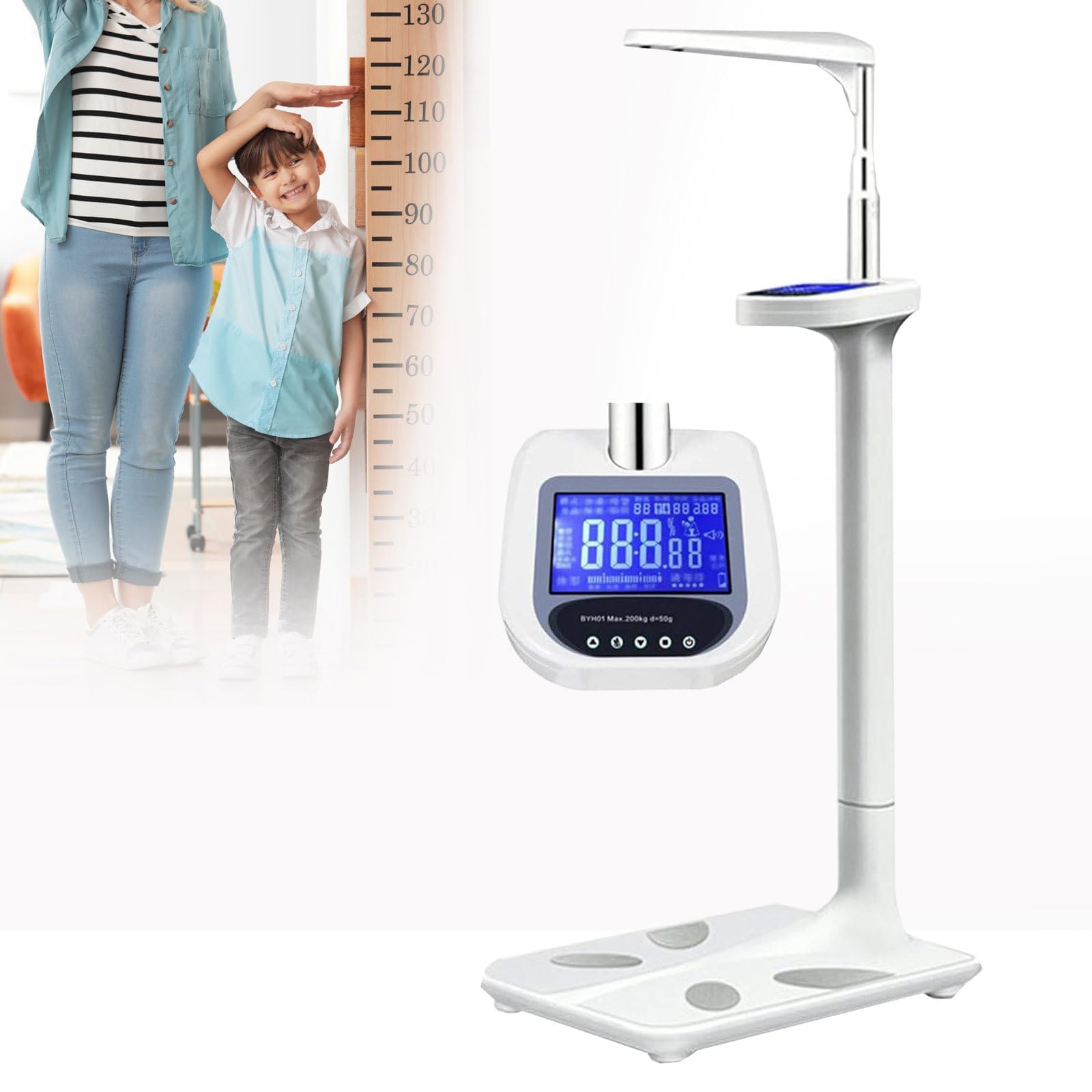 Báscula de peso corporal, báscula médica para gimnasio, máquina de pesaje digital Bluetooth con pantalla LCD y transmisión de voz, para medición de composición muscular y altura