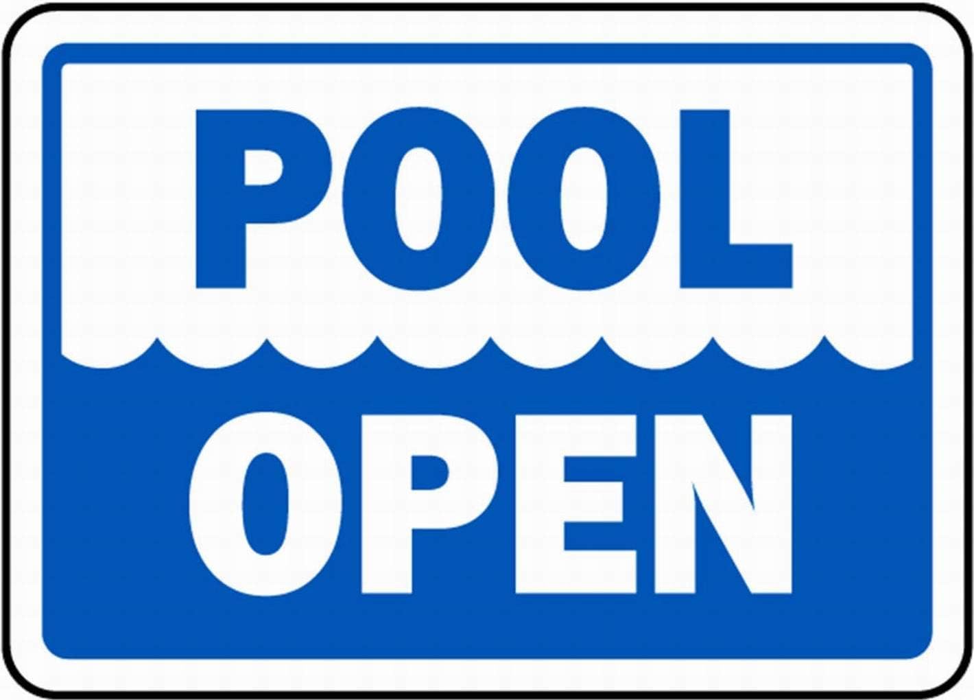 Safety Notice Pool Open Rust Free Aluminum Tin Sign - Warning Decor with Pre-Drilled Holes for Home/Business Pool, Community Pool - 16x12 Inch​