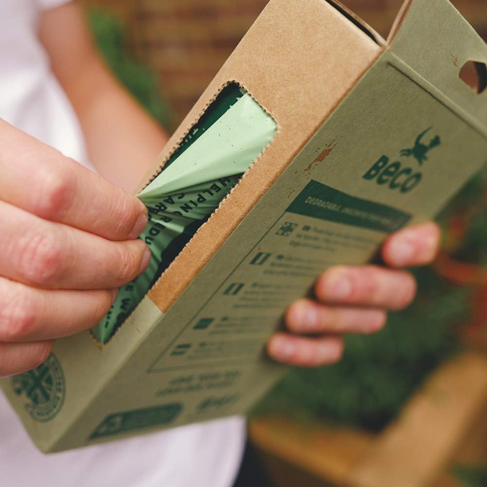 Beco Strong & Large Poop Bags - 120 Loose Packed with Tie Handles - Box Dispenser - Unscented Dog Poo Bags