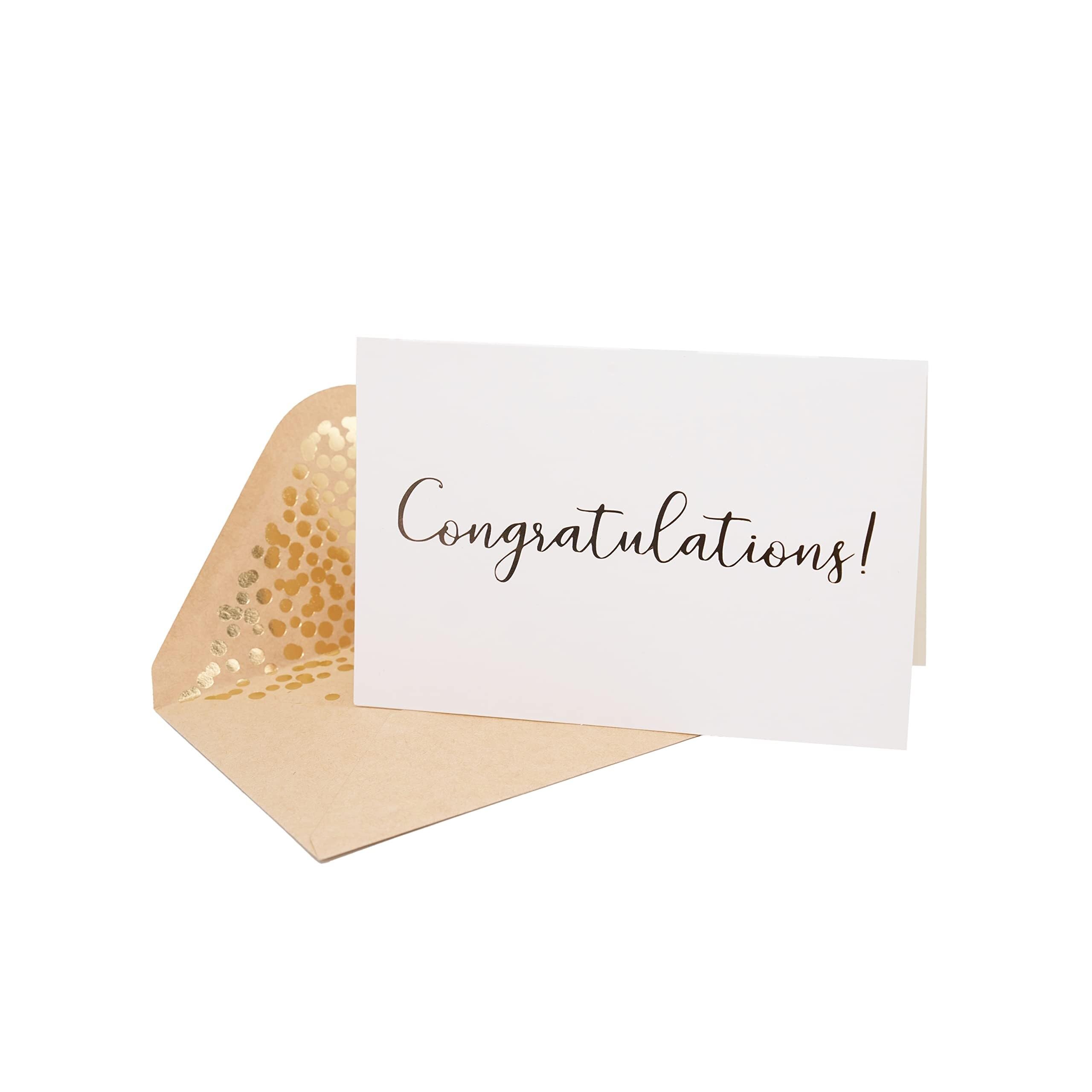 50er-Pack Glückwunschkarten – elegante Grußkarten mit „Congratulations“-Prägung in Goldfolienbuchstaben for Verlobung, Abschlussfeier, Hochzeit