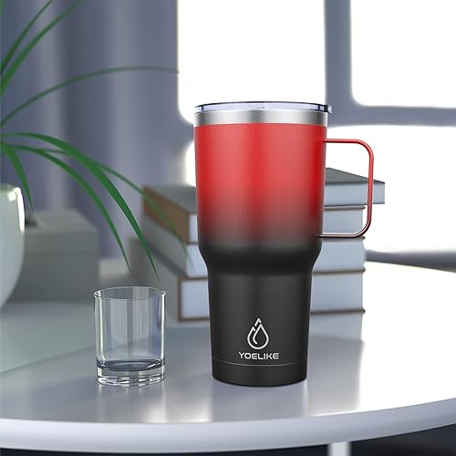 Miniatura 6 de yoelike Vaso de 32 onzas con asa, taza de café aislada al vacío de acero inoxidable para viajes, hogar, oficina, interior y exterior, apto para