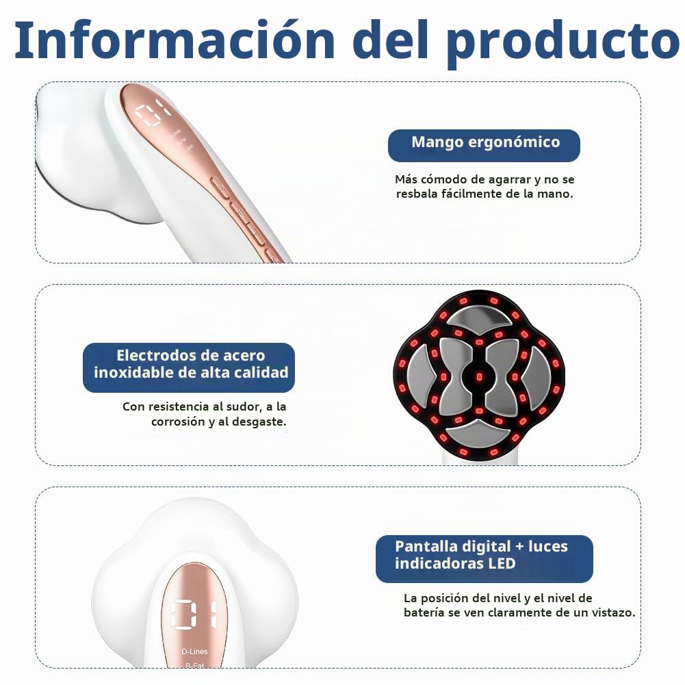 Aolso 3 en 1 Masajeador De Grasa, Masajeador Anticelulitico Reductor, Masajeador Corporal Eléctrico EMS con 6 Cabezales de Masaje, 3 Modos para Cintura, Abdomen, Brazos, Glúteos y Piernas