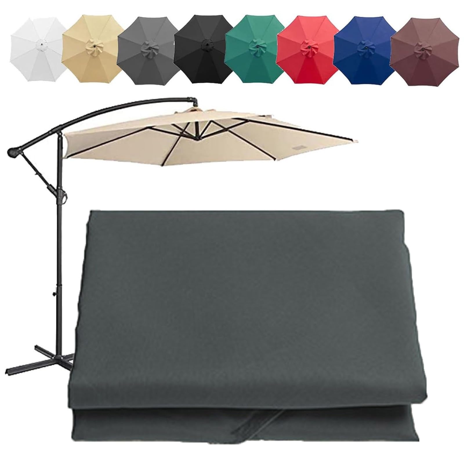 Patio Umbrella Replacement Top, Market Table Umbrella Top Replacement Cloth, 6 Ribs/8 Ribs Replacement Parasol Fabric Cover 2m/6.5ft 2.7m/8.8ft 3m/9.8ft ( Color : Dark gray , Size : (8Rib)2.7m/106in )