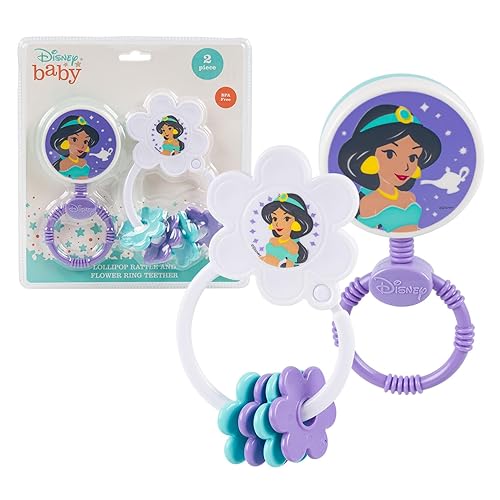 Miniatura 2 de Disney Juego de regalo de princesa para bebé, regalos de baby shower para niñas, paquete de 8 piezas esenciales para recién nacidos con sonajero,