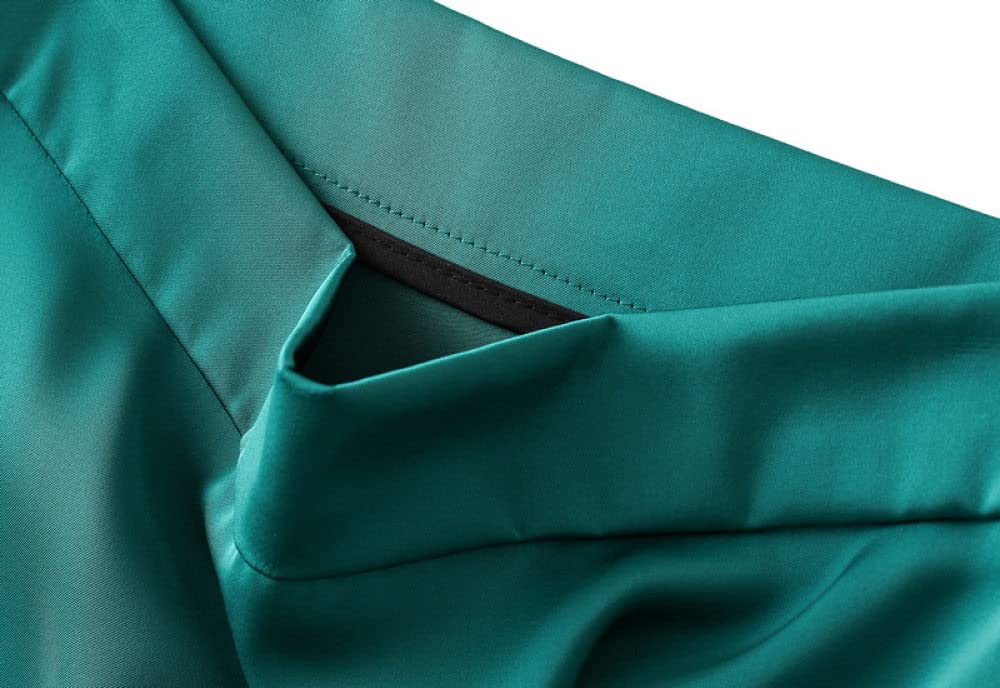 Gonne Da Donna,Gonna Longuette Da Donna Gonna A Trapezio A Vita Alta In Raso Verde Scuro Cerniera Alla Moda Gonne Lunghe Eleganti Con Volant Increspato Flusso In Tinta Unita Per Ragazze Signore,Xl