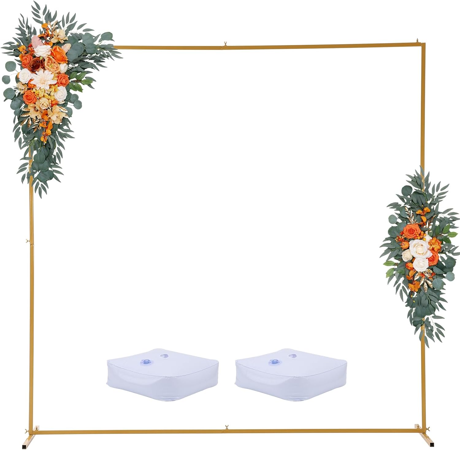 6.6x6.6ft Gold Square Arch Stand,Sturdy Galvanized Steel, No-Drill Easy Assembly,Metal Arch Backdrop Stand for Weddings, Parties and Events