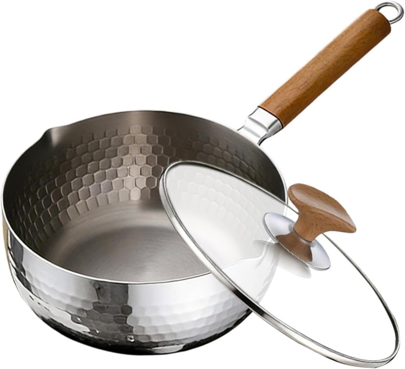 Sartén de titanio con tapa, 16 cm, compatible con inducción, 18 cm