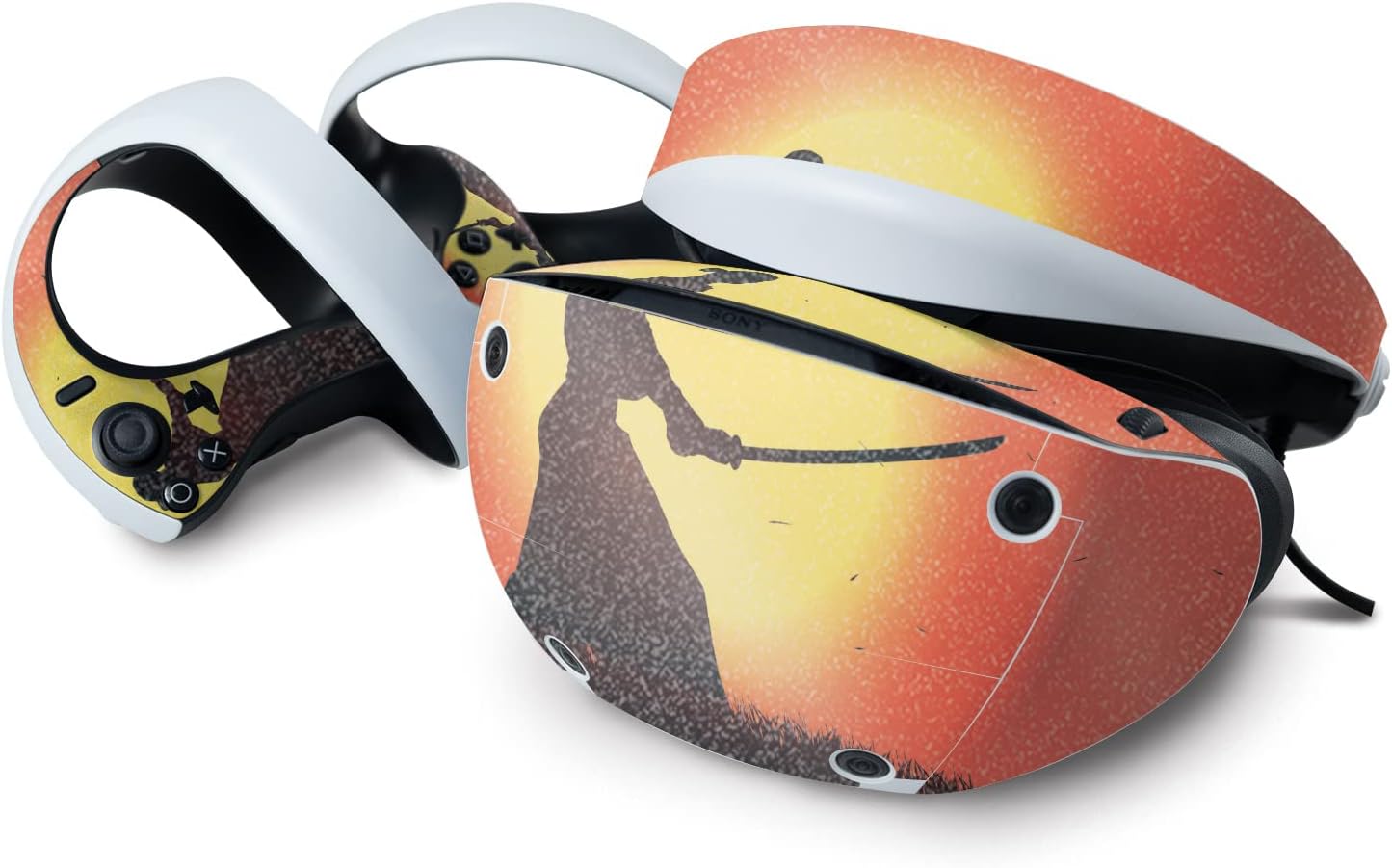MightySkins Glossy Glitter Skin Compatible with Sony Playstation VR2 - Sunset Samurai | Protective, Durable High-Gloss Glitter Finish | Easy to Apply & Change Styles | Made in The USA