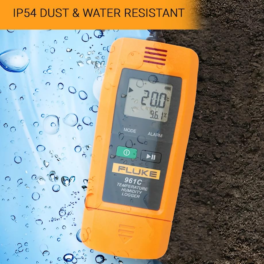 Image of Fluke 961C Temperature Humidity Logger with external sensor USB Connection 32000 Points Record Capacity -40.0Cto85.0C IP54 Refrigerator Thermometer Vaccine RH Monitor for Freezer Cold Storage (1Pcs)