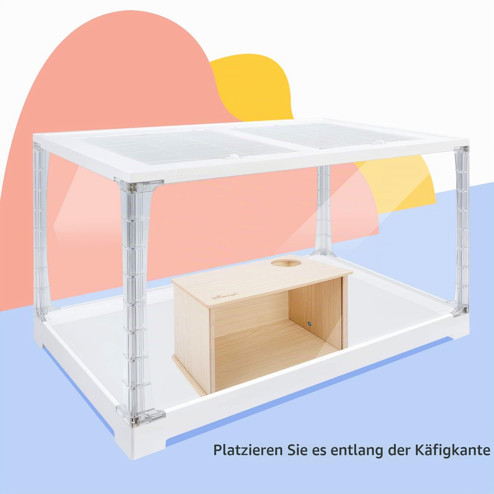 Niteangel Sichtbare Hamster Grabbox für syrische, Zwerghamster, Roborowski, Campbell-Hamster, Gerbils, Mäuse, Lemminge, Degus oder andere kleinere Haustiere (Eichenholzfarben)