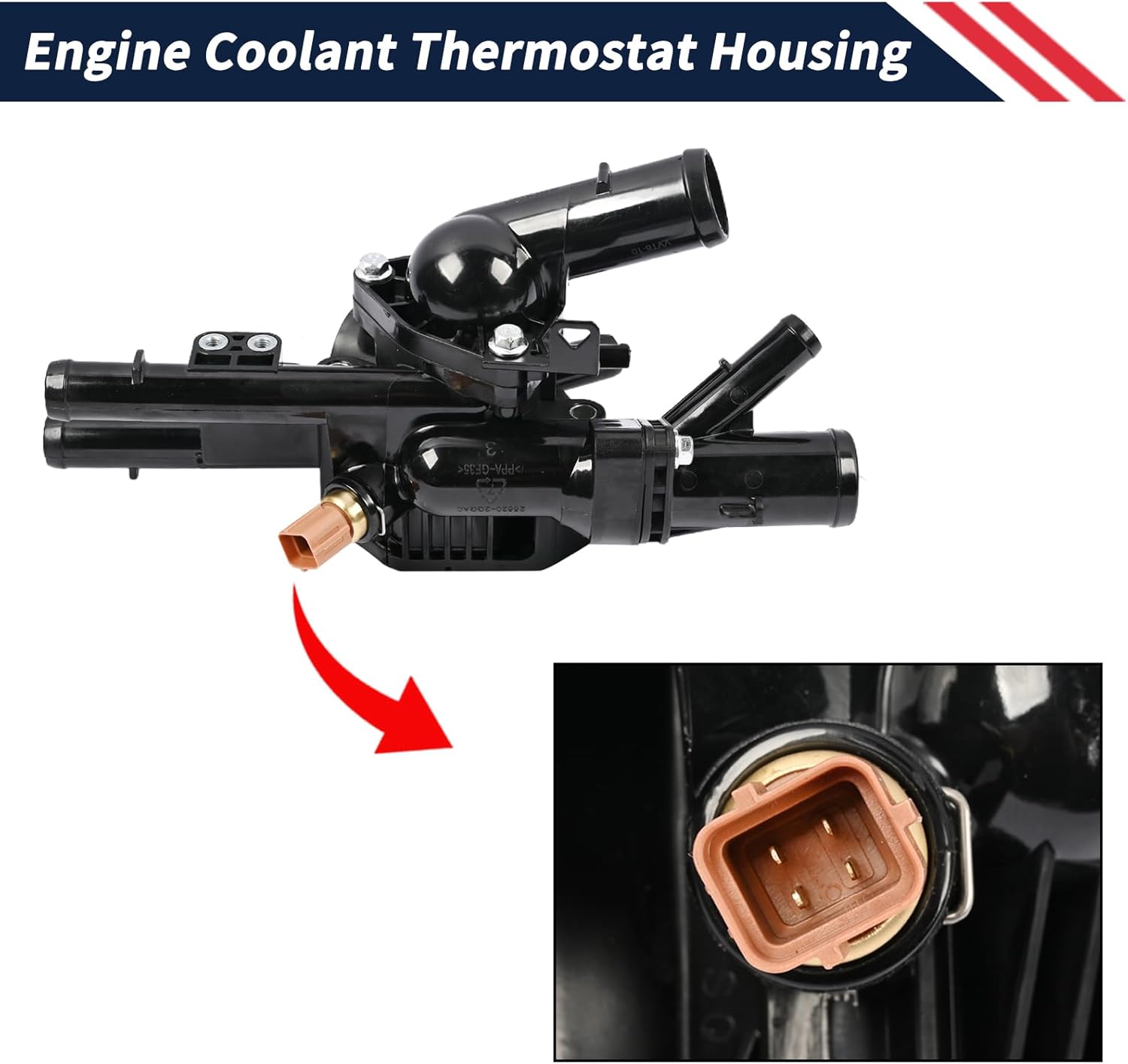 Engine Coolant Thermostat Housing 25600-2GGA5 256002GGA5 Compatible with Kia Optima 2.4L 2016-2020│Hyundai Santa Fe 2.4L 2019-2020 Sonata 2.4L 2015-2019