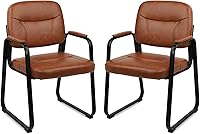 Vista 23 de CLATINA Silla de invitados para sala de espera con reposabrazos acolchado de cuero regenerado para oficina, recepción y escritorio de conferencias