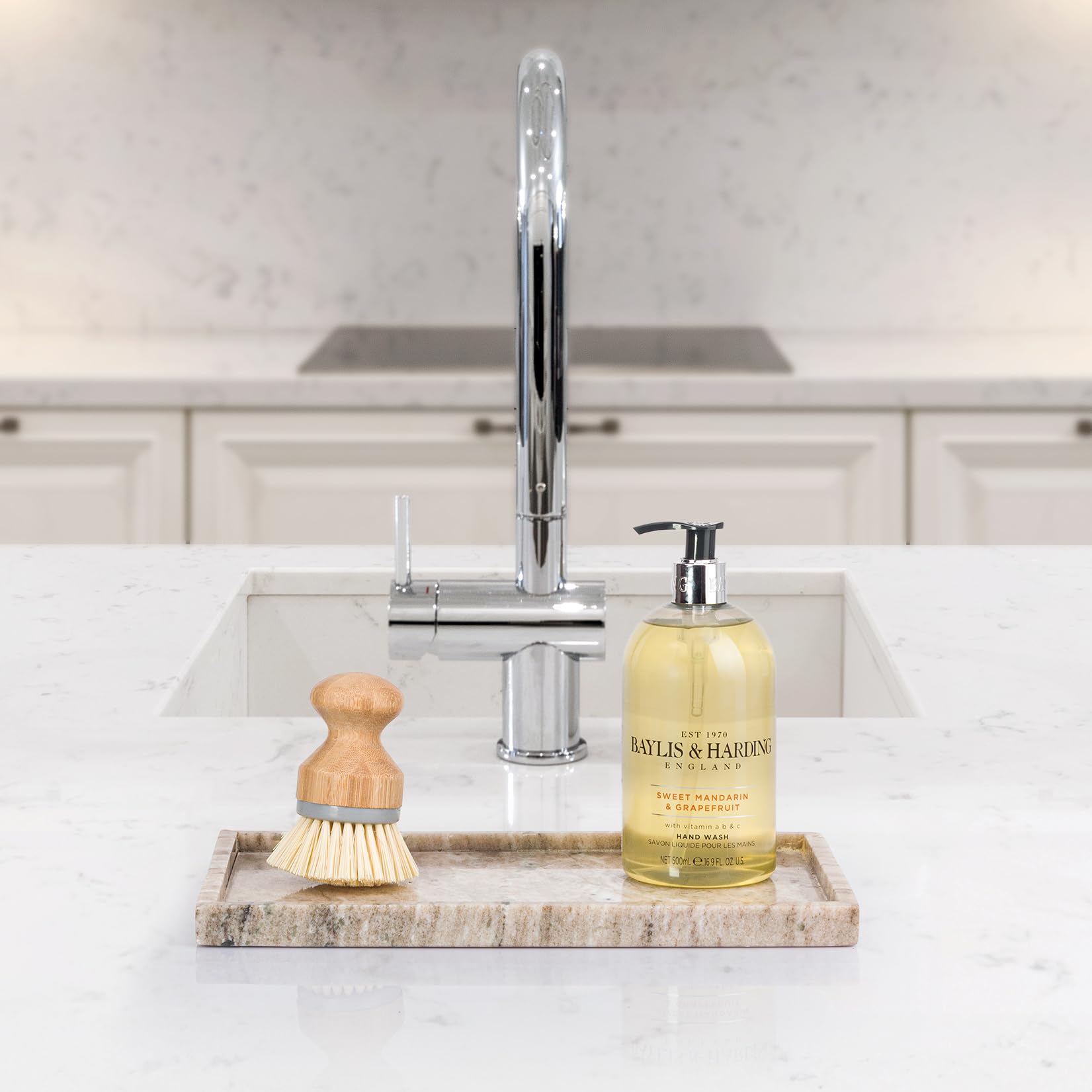 EHC Natural Marble Bathroom Vanity Tray - Rectangular, 31x20x2 cm, Decorative Countertop Sink Storage Organiser for Cosmetic, Perfume, Home Decor