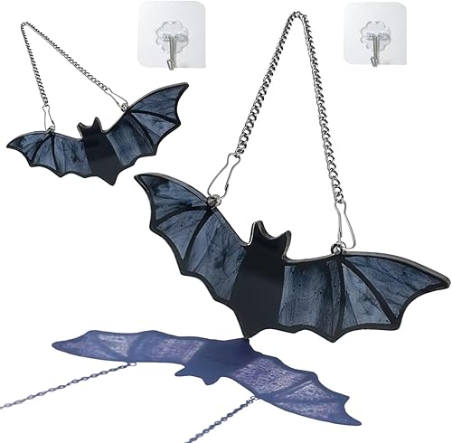 UrsaMajor Decoración de murciélago de Halloween para el hogar, decoración de ventana de murciélagos verdes, adorno colgante de acrílico para fiesta