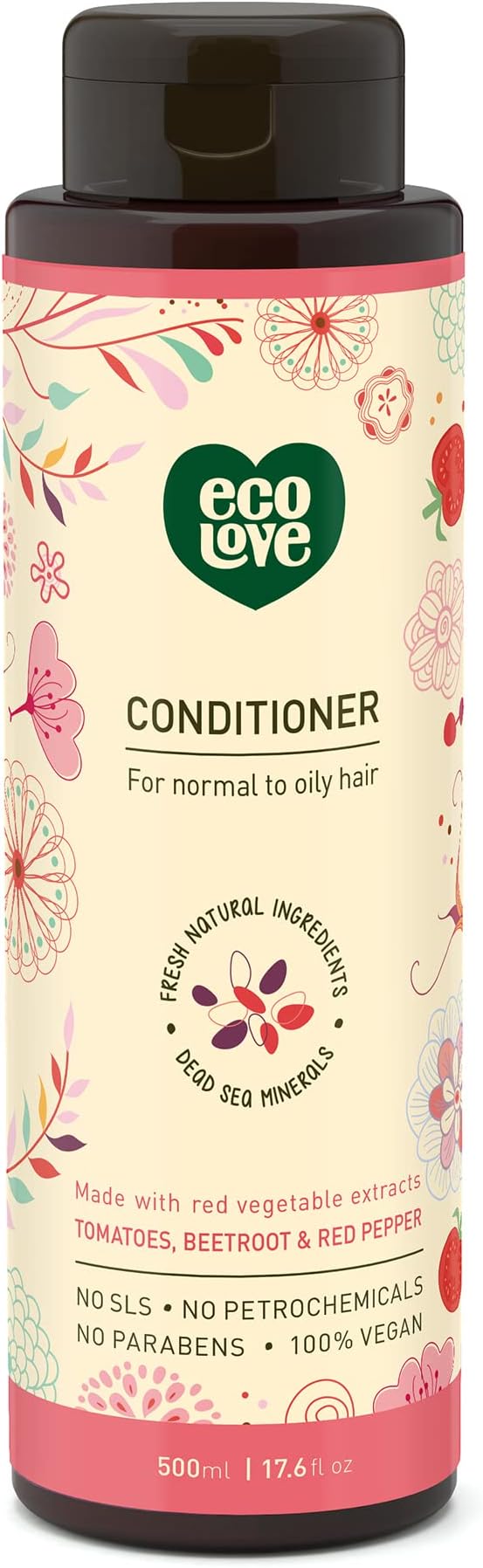 Natural Conditioner for Normal and Oily Hair - No SLS or Parabens - With Organic Tomato and Beet Extract - Vegan and Cruelty-Free, 17.6 oz