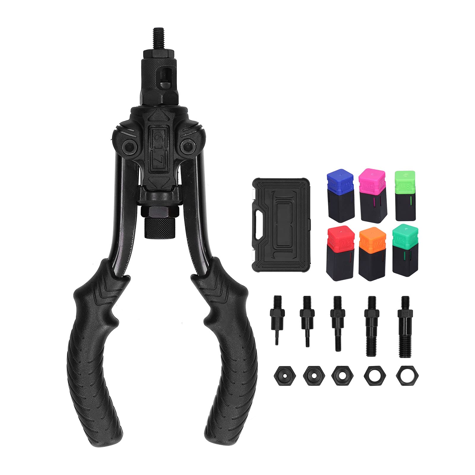 Tuerca de nuez de remacha de manos Herramienta manual de kit de remachado con Mandrel M3 M4 M6 M8 M10 M12