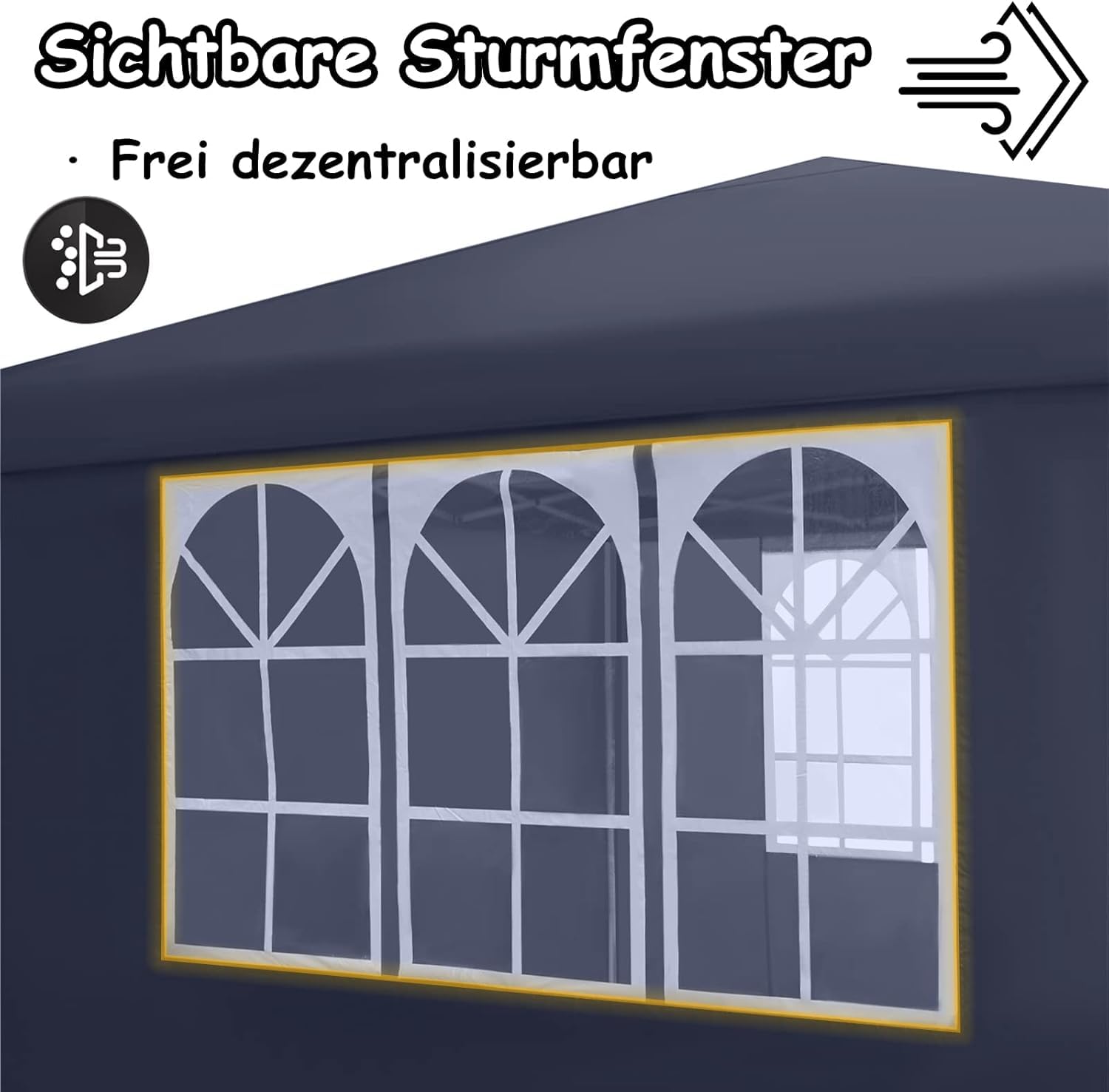 FIVMEN Pavillon 2,5x2,5m Faltpavillon mit Seitenteilen und Fenstern und Tragetasche Faltzelt Polyester UV Schutz Faltbar Partyzelt Wasserdicht Windschutz Gartenpavillon Zelt, Type C (Anthrazit)