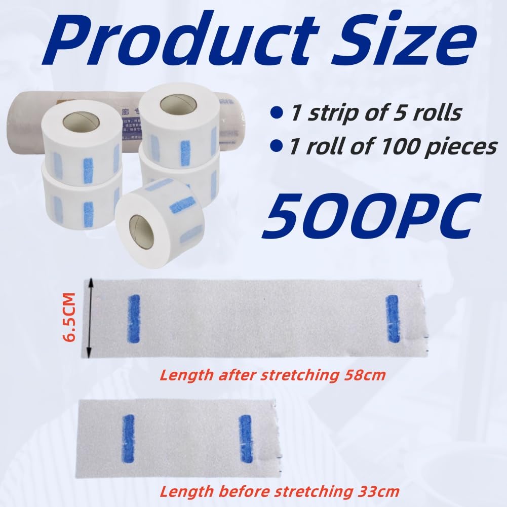 Carta Collo Barbiere,500pcs Carta Collo Barbiere Usa e Getta,Carte Collos Parrucchiere,Neck Strips,Elastica Fascia Protettiva,Bianco
