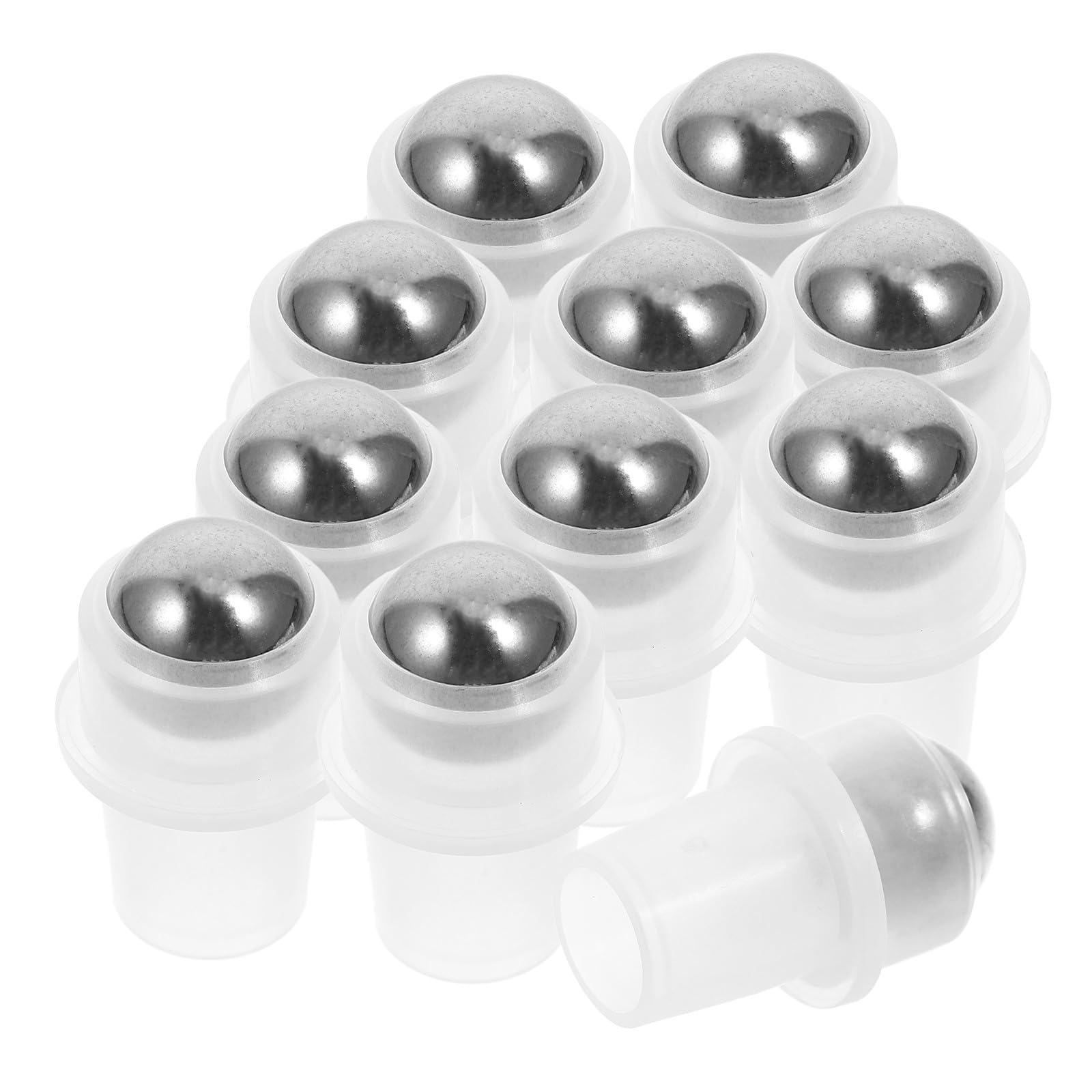 Genérico 20 Tapas Rellenables para Botellas Roll-on Bola de Rodillo de Acero Inoxidable, Material Pp, Pack de 20 Piezas Reutilizables para Aceites Esenciales en Casa y Spa