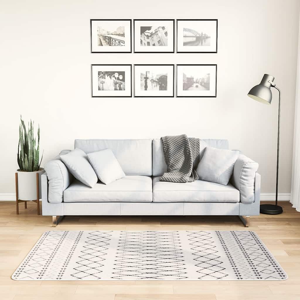 Tapis lavable 80x150 cm noir et blanc antidérapant en velours