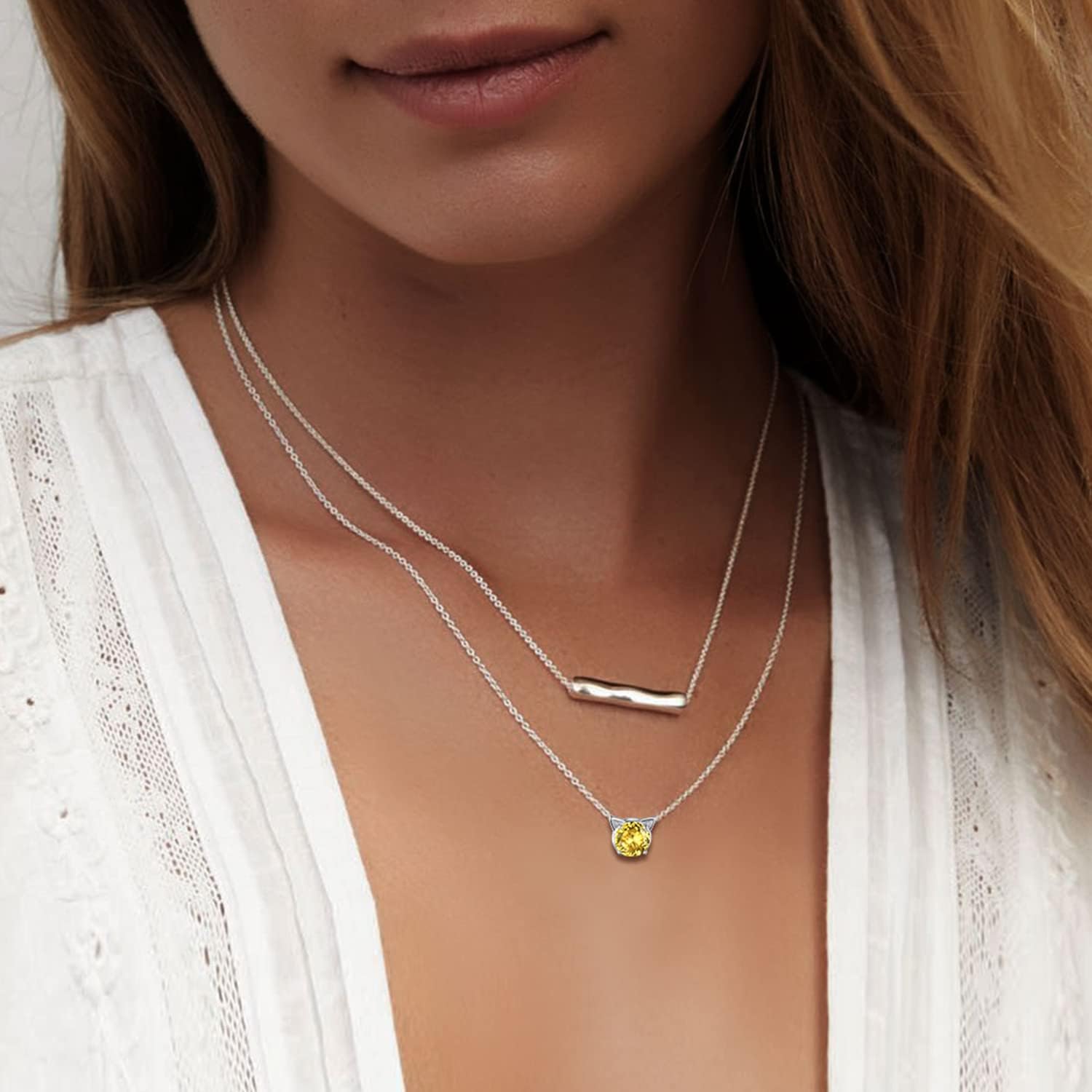 SILVERCUTE Sterling Silver Birthstone Necklace for Women,Dainty Silver Pendant Necklace with Round Cubic Zirconia,16"-18" - Image 2