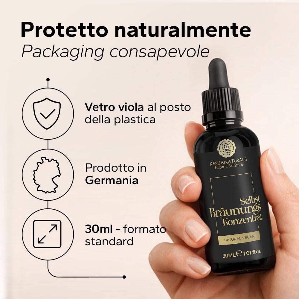 Tanning Drops • Gocce autoabbronzanti viso • 30ml sistema TAN&CARE per un colorito uniforme e naturale • gocce miscelabili • con la tua crema • pH calibrato • booster peptidico • Prodotto in Germania