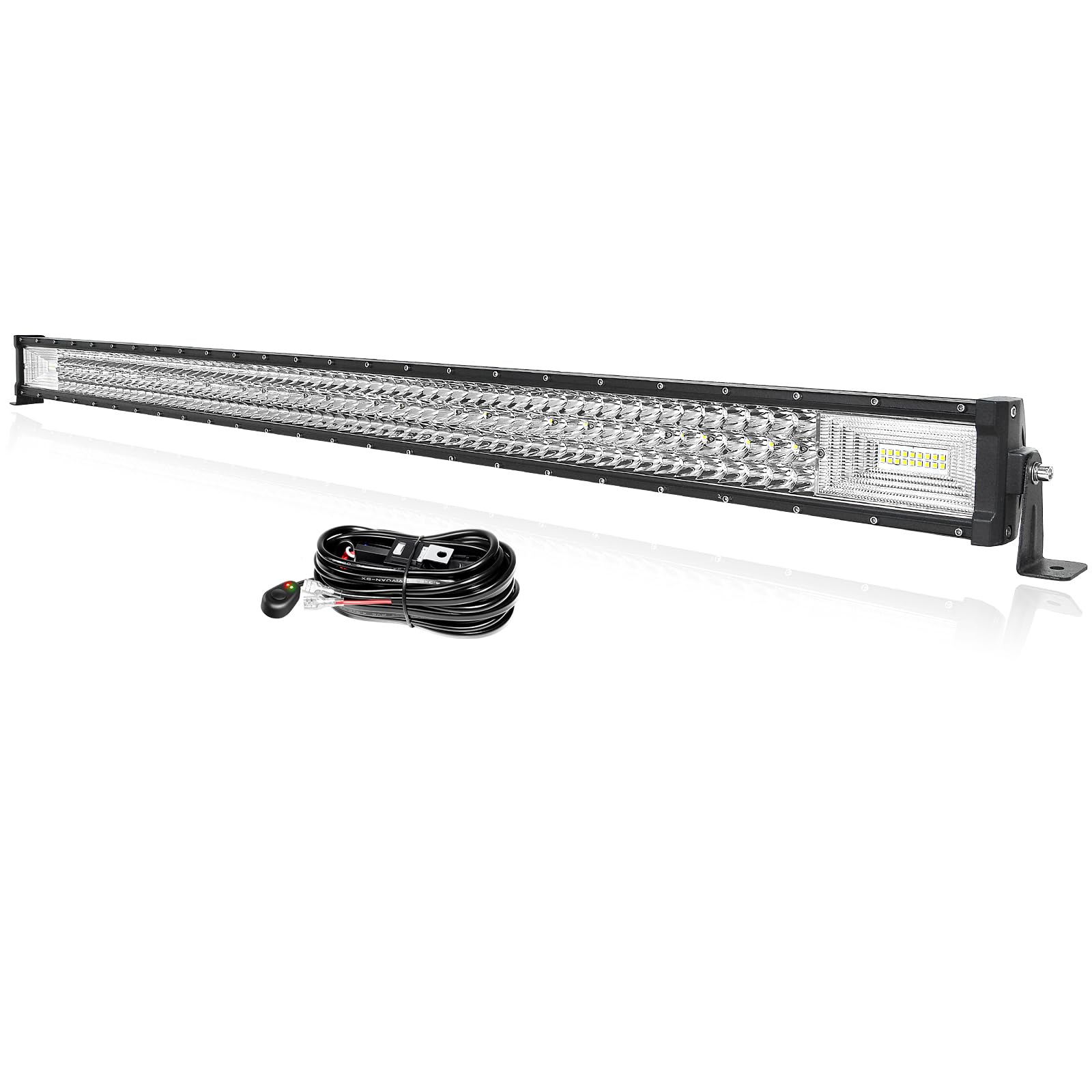 PICAA Triple Fila 50 Pulgadas 648W Barra LED 4x4 con Cableado Kit 12V, Faro de Trabajo Led Impermeable para Coche Todoterreno SUV Camión ATV UTV