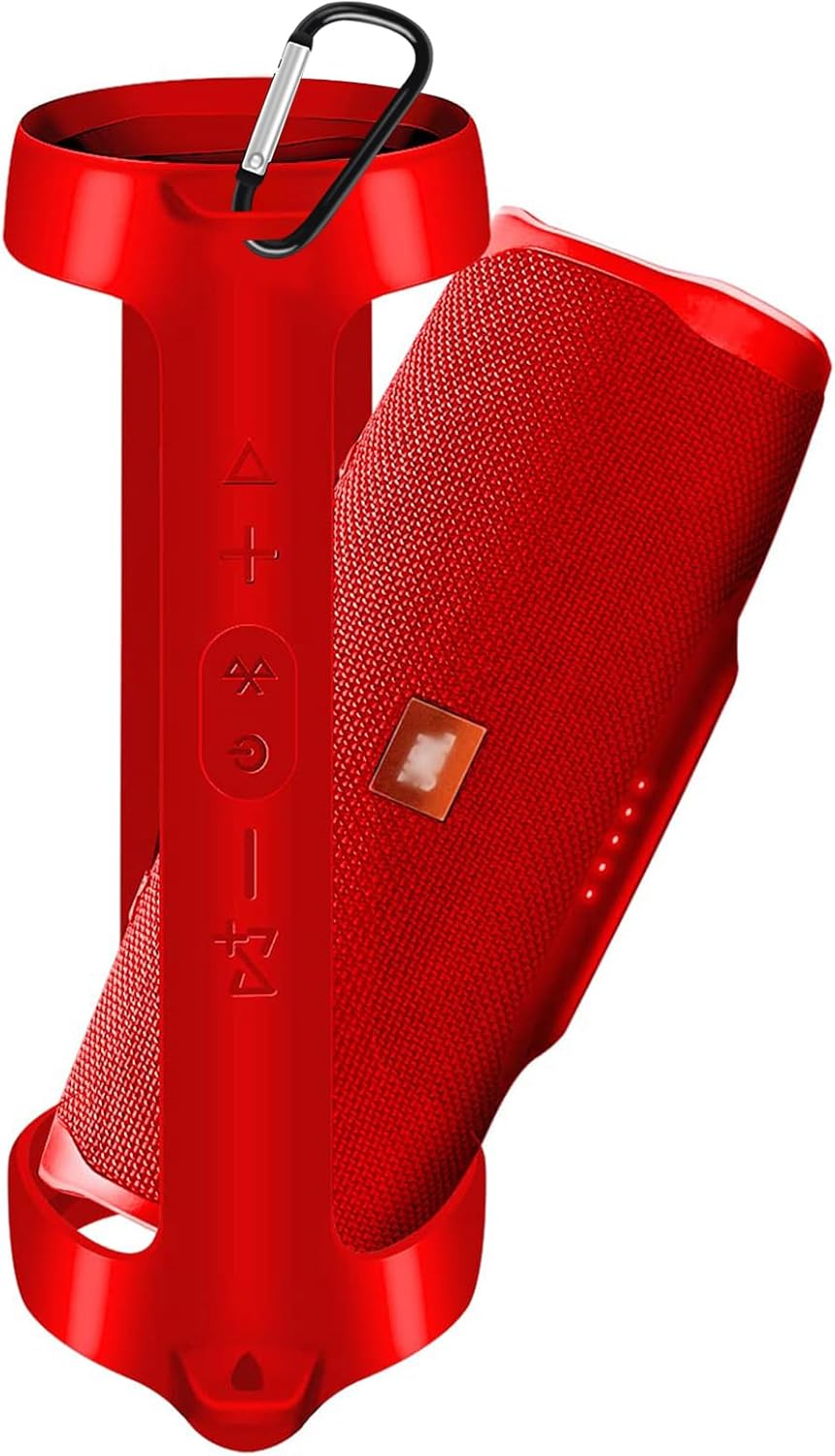 Silicone Case Cover for JBL Charge 4 Portable Waterproof Wireless Bluetooth Speaker, Travel Gel Soft Skin,Waterproof Rubber Carrying Pouch with Strap (Red) - Image 2